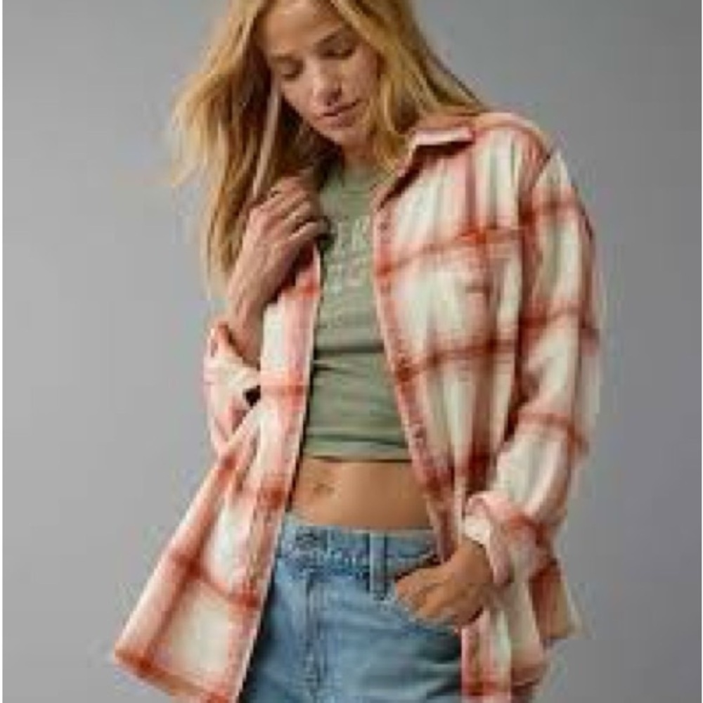 AE Plaid Button-Up Shirt for Women